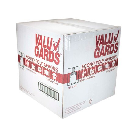 Valugards Valugards 24x42 Economy Poly Embossed White Light Duty Apron, PK1000 304663100